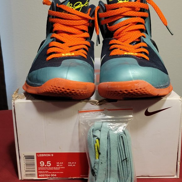 NIKE LEBRON 9 CANNON SNEAKERS WITH EXTRA SET BLUE LACES AND BOX - SIZE 9.5 - Picture 5 of 16